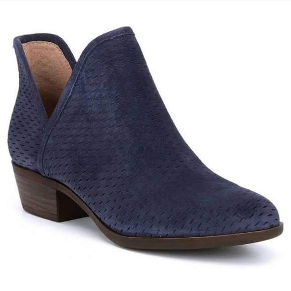 womens navy blue ankle booties